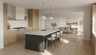 Polished open-plan kitchen render