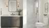 Polished dark bathroom vanity render