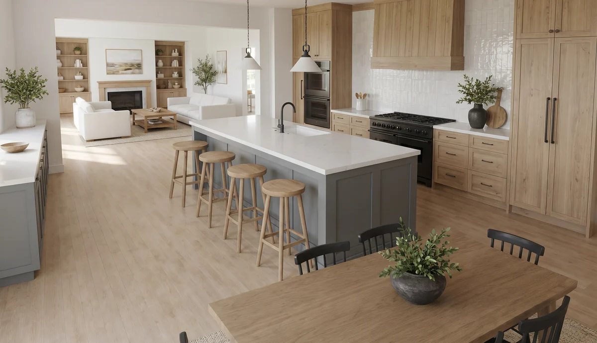 Polished kitchen dining render