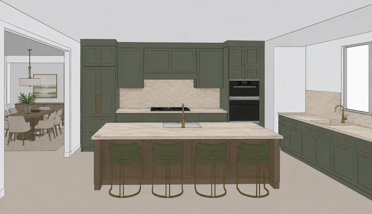 Original green island kitchen export