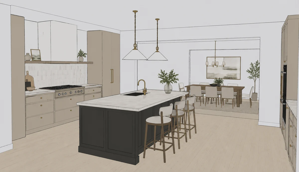 Original open-plan kitchen export
